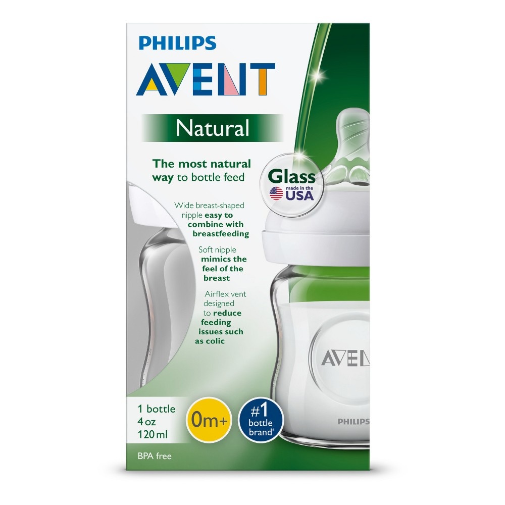 slide 2 of 9, Philips Avent Natural Glass Baby Bottle, 4 oz