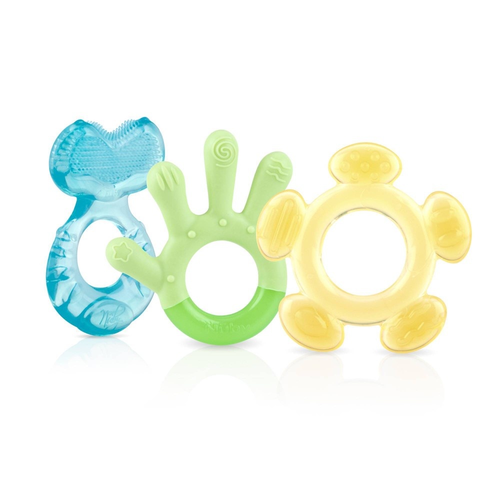 slide 3 of 6, Nuby 3 Step Teether Set - Colors May Vary, 3 ct