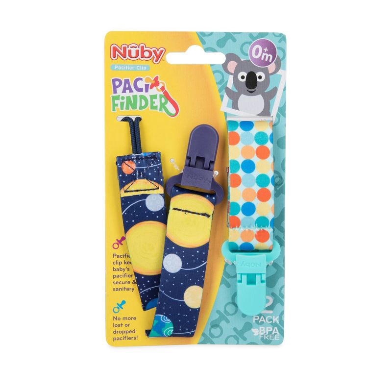 slide 3 of 9, Nuby 2pk Fabric Pacifinder - Style Varies, 2 ct