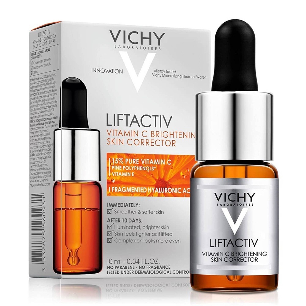 slide 3 of 10, Vichy LiftActiv Vitamin C Serum, Brightening Skin Corrector with 15% Pure Vitamin C and Hyaluronic Acid - 0.34 fl oz​​, 0.34 fl oz