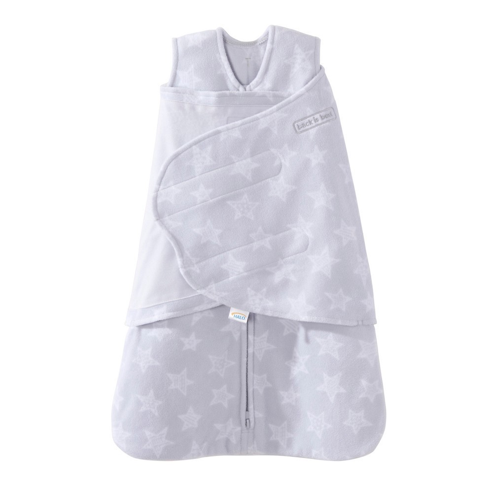 slide 6 of 7, HALO Innovations Sleepsack Micro-Fleece Swaddle Wrap - Gray Stars, 1 ct