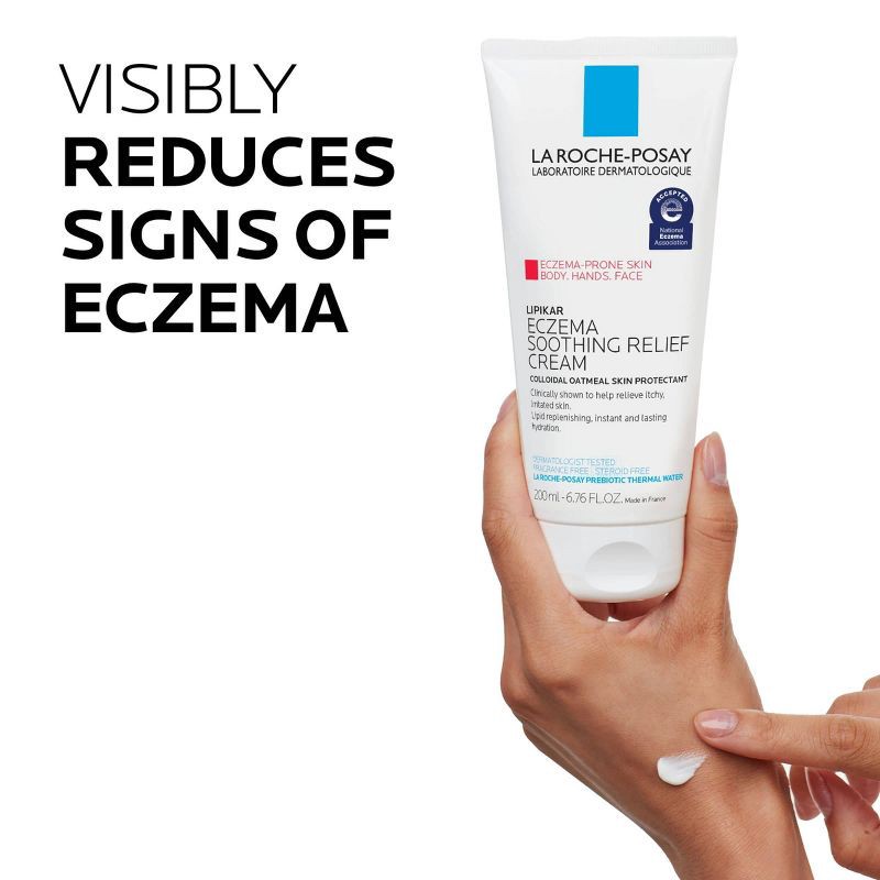 slide 4 of 8, La Roche Posay Lipikar Eczema Soothing Relief Body & Face Cream Unscented - 6.76 fl oz, 6.76 fl oz