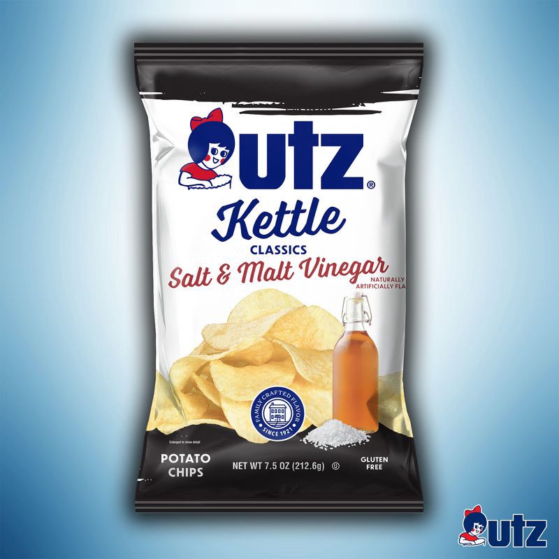slide 3 of 6, Utz Kettle Classics Salt & Malt Vinegar Potato Chips - 7.5oz, 7.5 oz