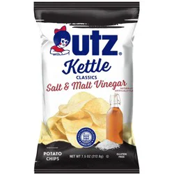 Utz Kettle Classics Salt & Malt Vinegar Potato Chips - 7.5oz