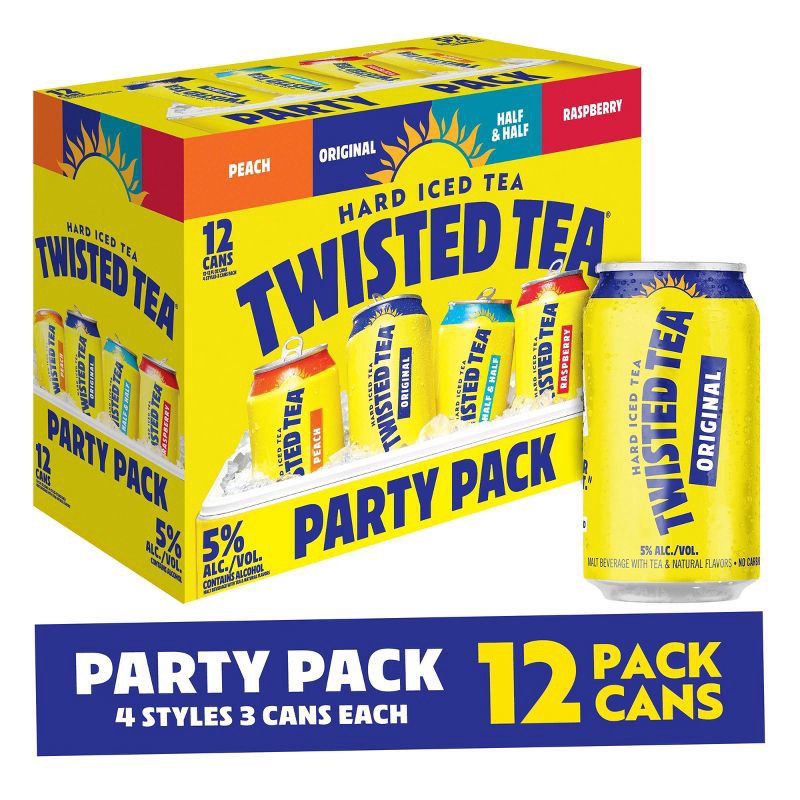 slide 8 of 10, Twisted Tea Hard Iced Tea Party Pack - 12pk/12 fl oz Cans, 12 ct; 12 fl oz