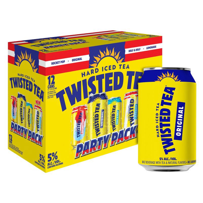 slide 1 of 7, Twisted Tea Hard Iced Tea Party Pack - 12pk/12 fl oz Cans, 12 ct; 12 fl oz