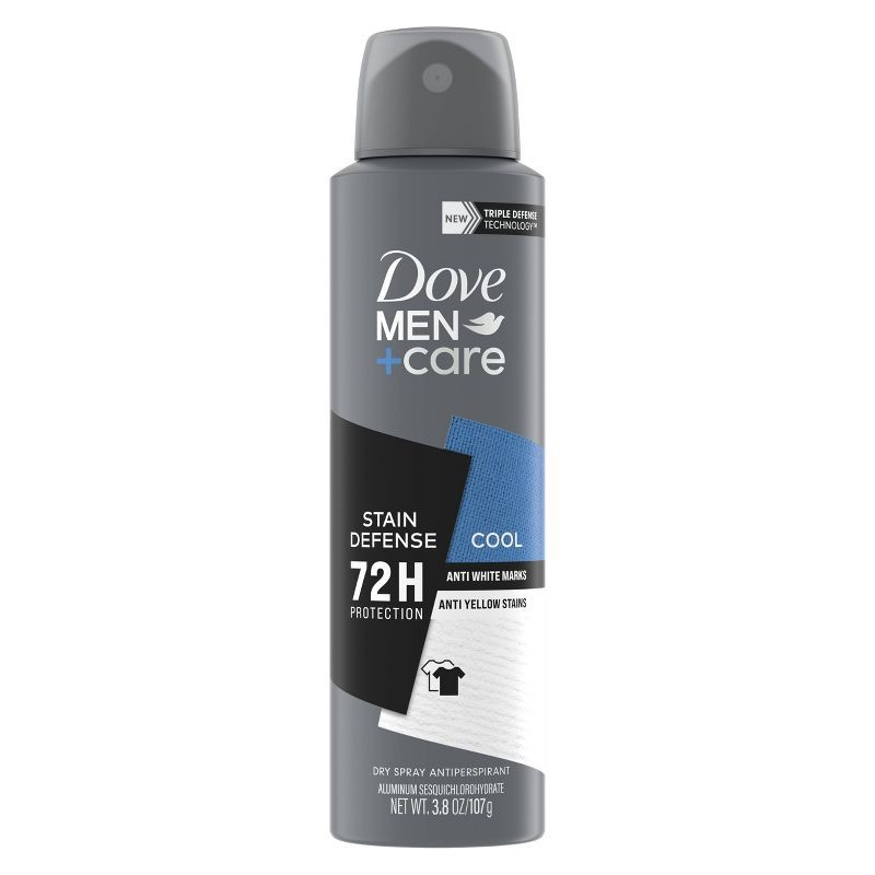 slide 2 of 7, Dove Men+Care 72-Hour Stain Defense Dry Spray Antiperspirant & Deodorant - Cool - 3.8oz, 3.8 oz