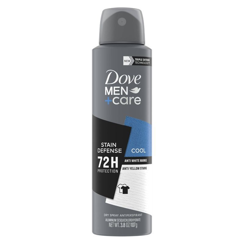 slide 2 of 5, Dove Men+Care 72-Hour Stain Defense Dry Spray Antiperspirant & Deodorant - Cool - 3.8oz, 3.8 oz