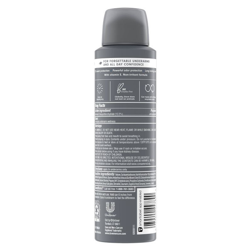 slide 3 of 5, Dove Men+Care 72-Hour Stain Defense Dry Spray Antiperspirant & Deodorant - Cool - 3.8oz, 3.8 oz