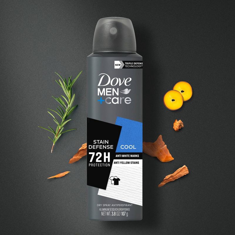 slide 5 of 7, Dove Men+Care 72-Hour Stain Defense Dry Spray Antiperspirant & Deodorant - Cool - 3.8oz, 3.8 oz