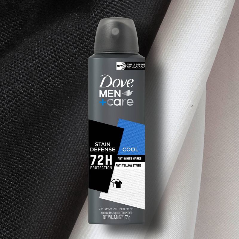slide 5 of 5, Dove Men+Care 72-Hour Stain Defense Dry Spray Antiperspirant & Deodorant - Cool - 3.8oz, 3.8 oz