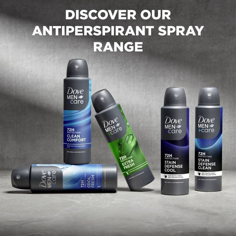 slide 6 of 6, Dove Men+Care 72-Hour Stain Defense Dry Spray Antiperspirant & Deodorant Cool - 3.8oz, 3.8 oz