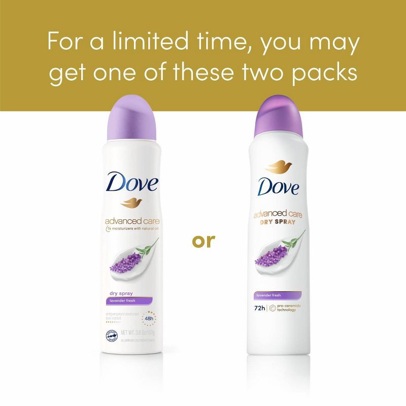 slide 7 of 7, Dove Beauty Advanced Care Lavender Fresh 72-Hour Women's Antiperspirant & Deodorant Dry Spray – 3.8oz, 3.8 oz