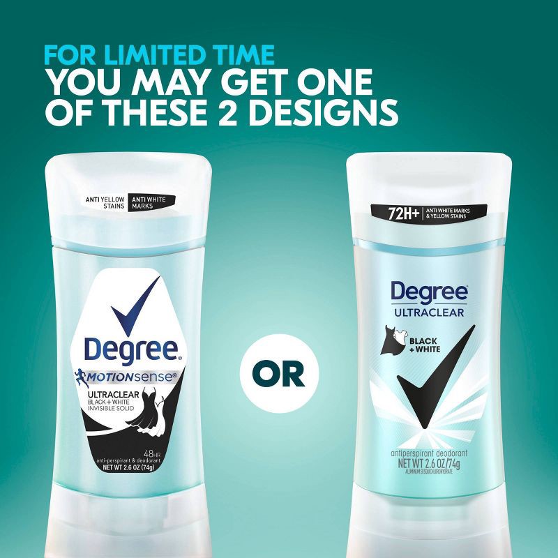 slide 6 of 8, Degree Ultraclear Black + White Pure Rain 72-Hour Antiperspirant & Deodorant - 2.6oz, 2.6 oz