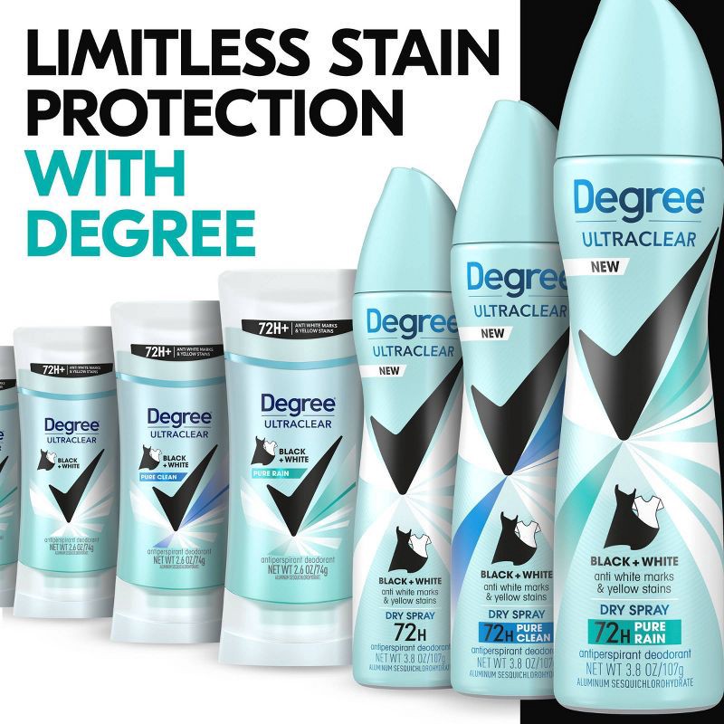 slide 7 of 8, Degree Ultraclear Black + White Pure Rain 72-Hour Antiperspirant & Deodorant - 2.6oz, 2.6 oz