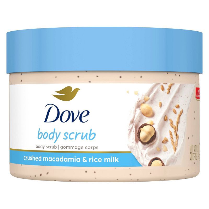 slide 2 of 10, Dove Beauty Dove Crushed Macadamia & Rice Milk Exfoliating Body Scrub - 10.5 oz, 10.5 oz