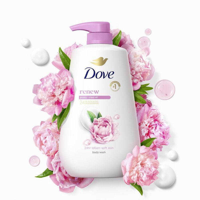 slide 4 of 11, Dove Beauty Dove Renew Body Wash Pump Peony & Rose Oil Nourishing 24hr Lotion-Soft Skin - 30.6 fl oz, 30.6 fl oz