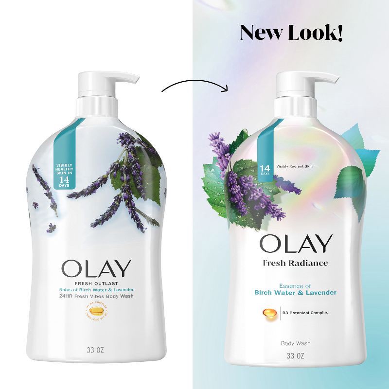 slide 9 of 11, Olay Fresh Outlast Body Wash Birch Water & Lavender - 33 fl oz, 33 fl oz