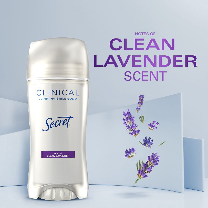 slide 6 of 11, Secret Clinical Strength Invisible Solid Antiperspirant & Deodorant for Women - Clean Lavender - 2.6oz, 2.6 oz