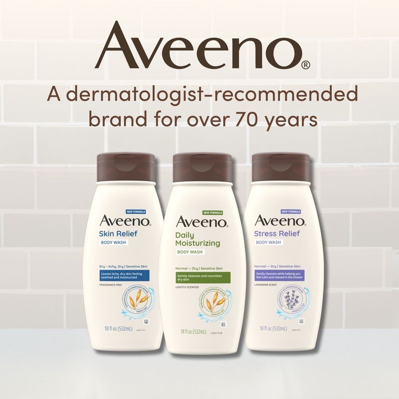 slide 9 of 10, Aveeno Active Naturals Skin Relief Body Wash, Fragrance Free, 33 oz, 33 oz