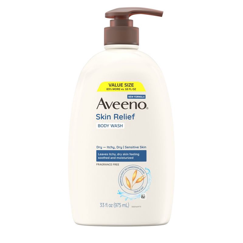 slide 10 of 10, Aveeno Active Naturals Skin Relief Body Wash, Fragrance Free, 33 oz, 33 oz