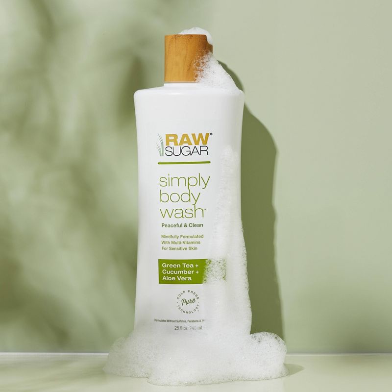 slide 7 of 7, Raw Sugar Simply Body Wash for Sensitive Skin - Green Tea + Cucumber + Aloe Vera - 25 fl oz, 25 fl oz