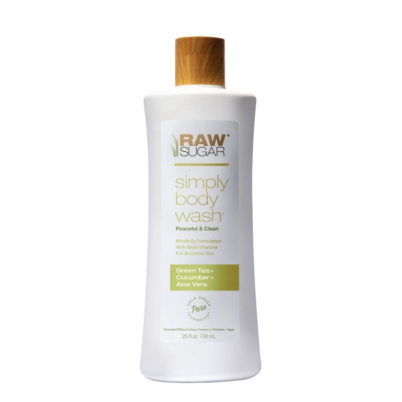 slide 1 of 7, Raw Sugar Simply Body Wash for Sensitive Skin - Green Tea + Cucumber + Aloe Vera - 25 fl oz, 25 fl oz