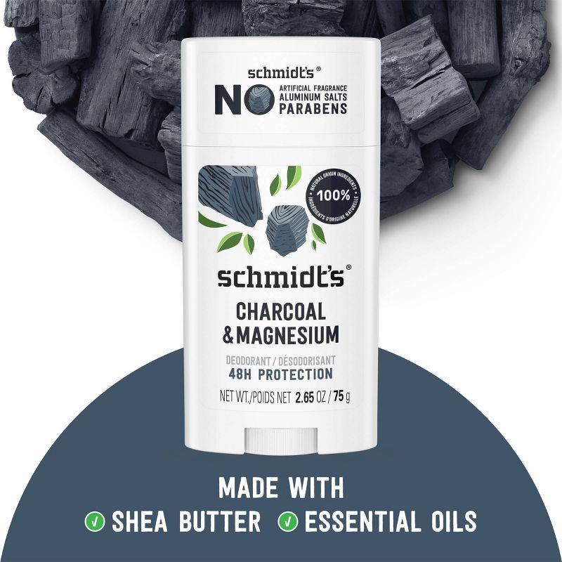 slide 4 of 9, Schmidt's Charcoal + Magnesium Aluminum-Free Natural Deodorant Stick - 2.65oz, 2.65 oz