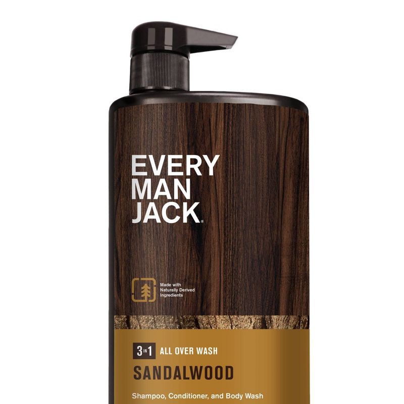 slide 1 of 1, Every Man Jack Sandalwood Hydrating Men's 3-in-1 All Over Wash - Body Wash, Shampoo and Conditioner - 32 fl oz, 32 fl oz