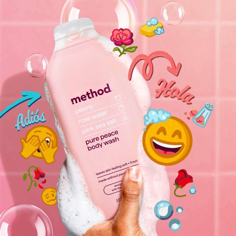 slide 3 of 8, Method Body Wash Pure Peace - 18 fl oz, 18 fl oz