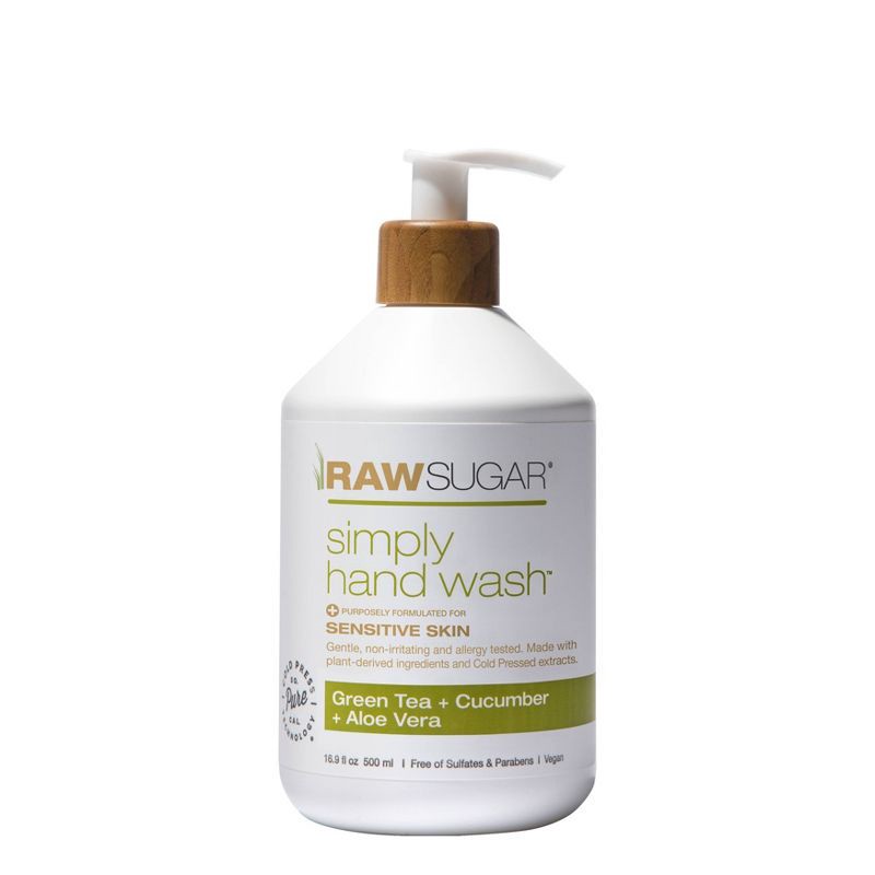 slide 1 of 5, Raw Sugar Simply Hand Wash Sensitive Skin Green Tea + Cucumber + Aloe - 16.9 fl oz, 16.9 fl oz