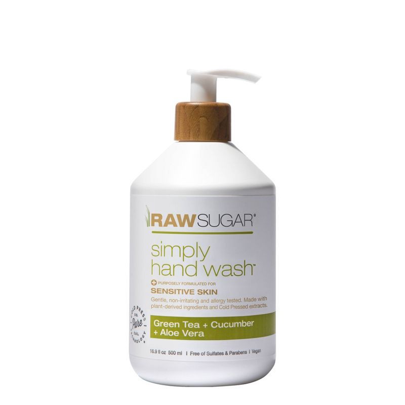 slide 1 of 1, Raw Sugar Simply Hand Wash Sensitive Skin Green Tea + Cucumber + Aloe - 16.9 fl oz, 16.9 fl oz