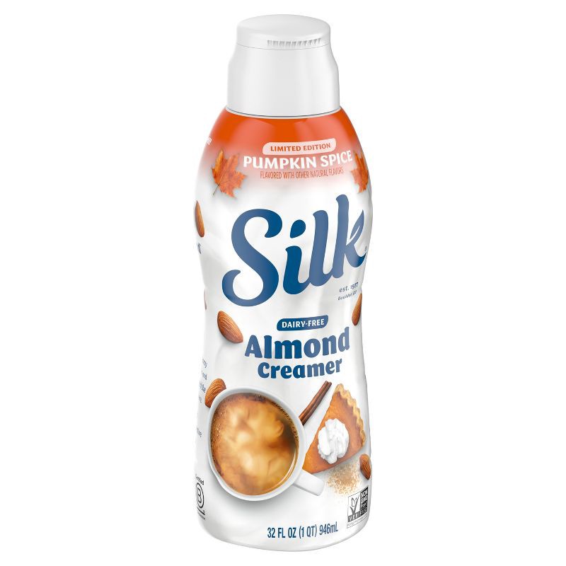 slide 3 of 13, Silk Pumpkin Spice Dairy-Free Almond Milk Coffee Creamer - 1qt, 1 qt