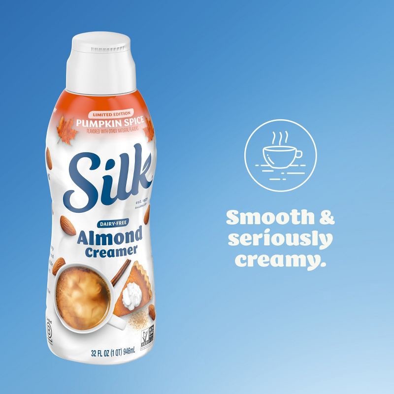 slide 9 of 13, Silk Pumpkin Spice Dairy-Free Almond Milk Coffee Creamer - 1qt, 1 qt