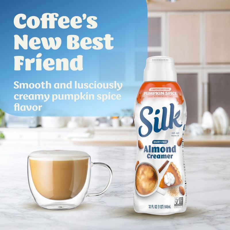 slide 5 of 13, Silk Pumpkin Spice Dairy-Free Almond Milk Coffee Creamer - 1qt, 1 qt