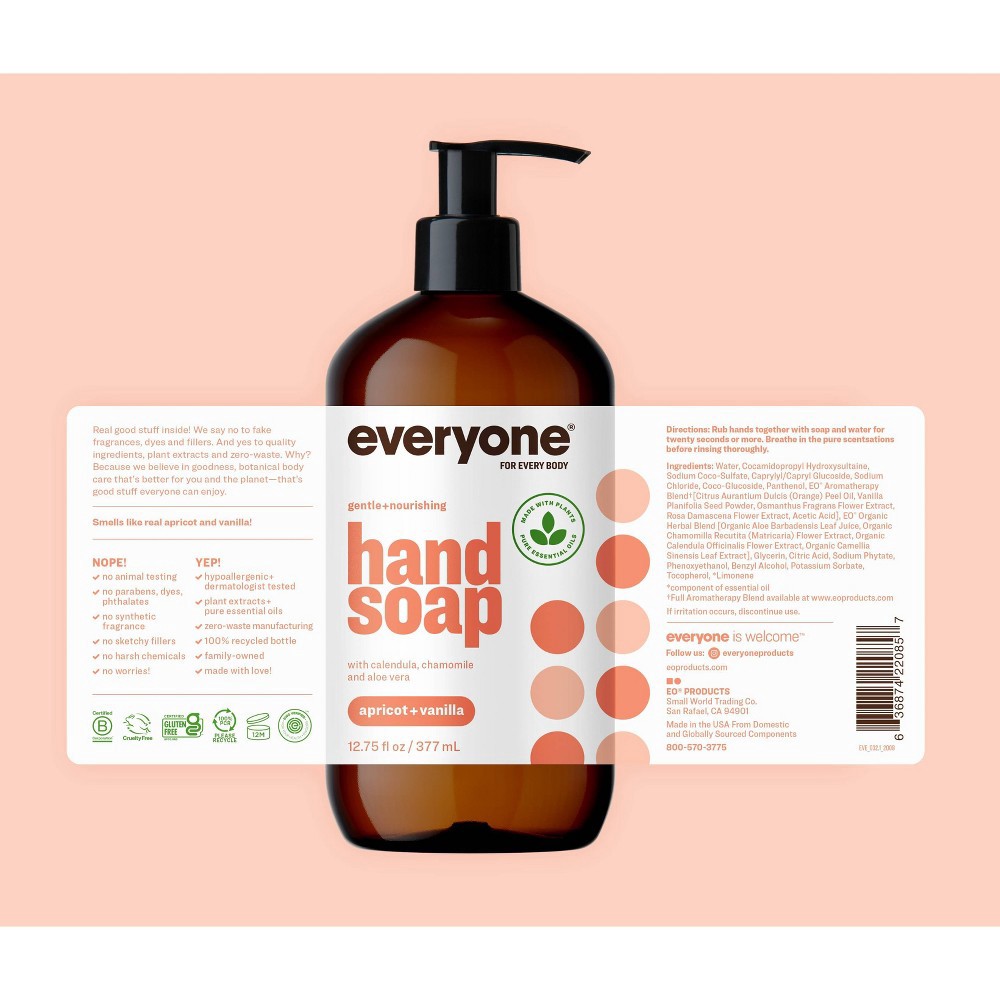 slide 8 of 9, Everyone Apricot Vanilla Hand Soap - 12.75 fl oz, 12.75 fl oz