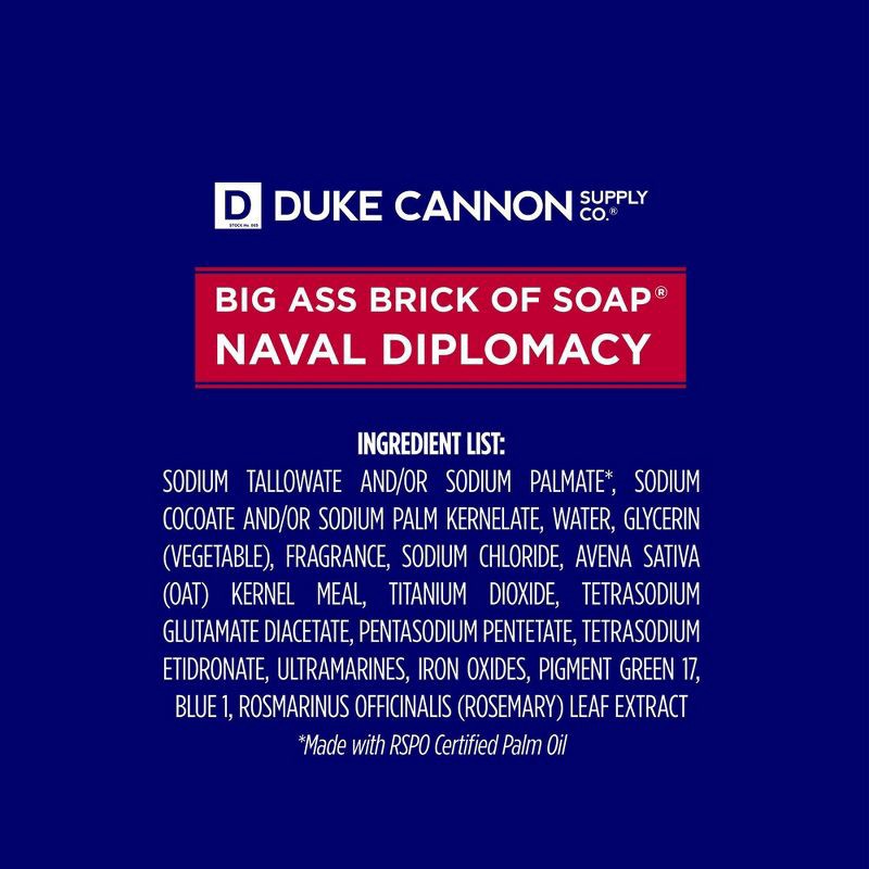 slide 8 of 8, Duke Cannon Supply Co. Duke Cannon Naval Diplomacy Big Brick of Soap - Bergamot & Aquatic Musk Bar Soap for Men - 10 oz, 10 oz