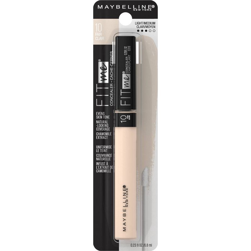 slide 9 of 10, Maybelline Fit Me Liquid Oil-Free, Fragrance-Free, Dermatologist Tested Concealer - 10 Fair - 0.23 fl oz, 0.23 fl oz