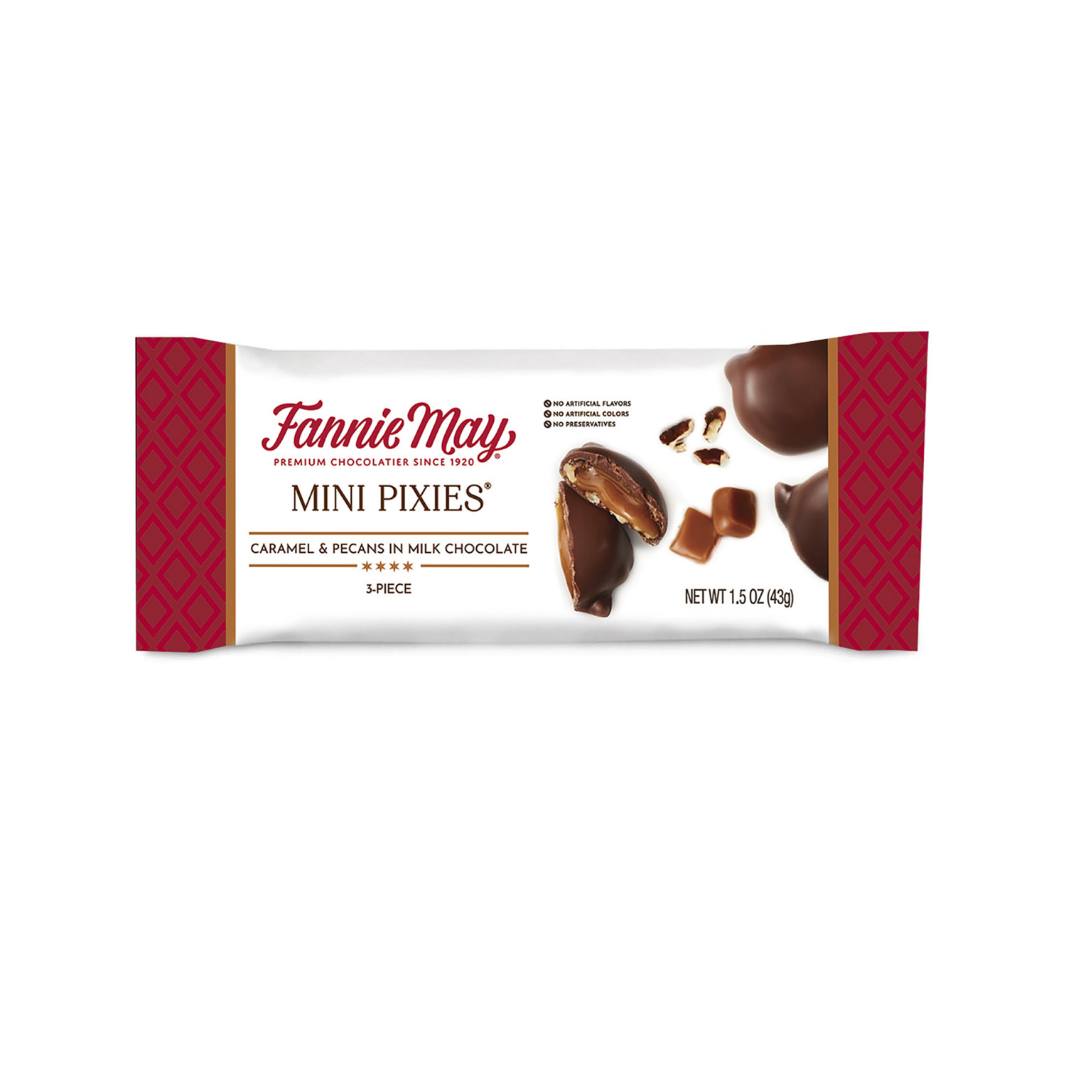 slide 1 of 7, Fannie May Milk Chocolate Caramel Pixies, 3 ct; 1.5 oz