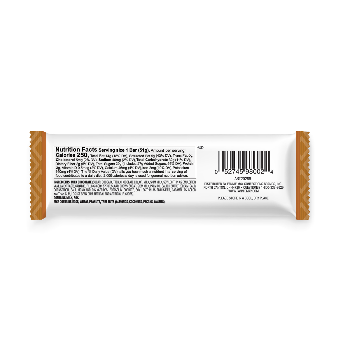 slide 2 of 2, FANNIE MAY Milk Chocolate Caramel Bar / Tablet 1.8oz G51, 1.8 oz