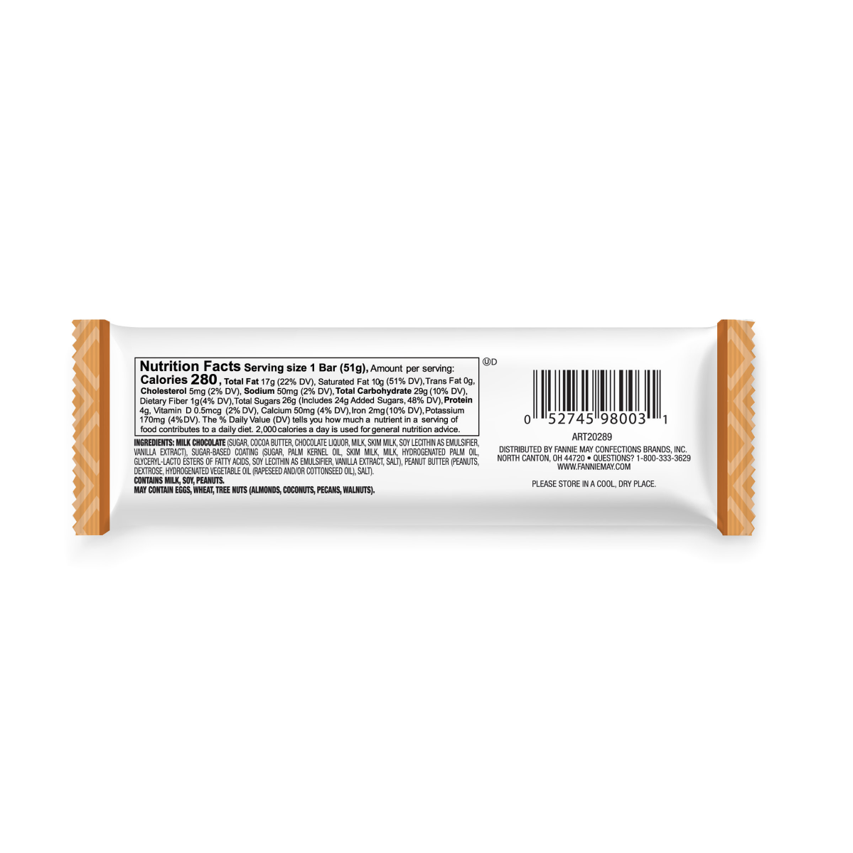 slide 2 of 2, Fannie May Milk Chocolate with Peanut Butters Bar, 1.8 oz