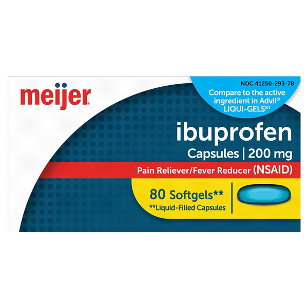 slide 1 of 1, Meijer Ibuprofen Liquid 200MG Softgel, 80 ct