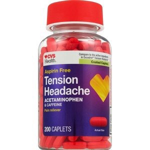 slide 1 of 1, CVS Health Aspirin Free Tension Headache Acetaminophen & Caffeine Caplets, 200 Ct, 1 ct