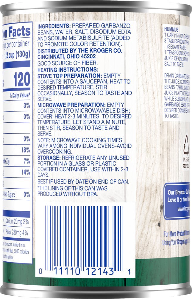 slide 3 of 4, Kroger Garbanzo Beans Chickpeas, 15.5 oz