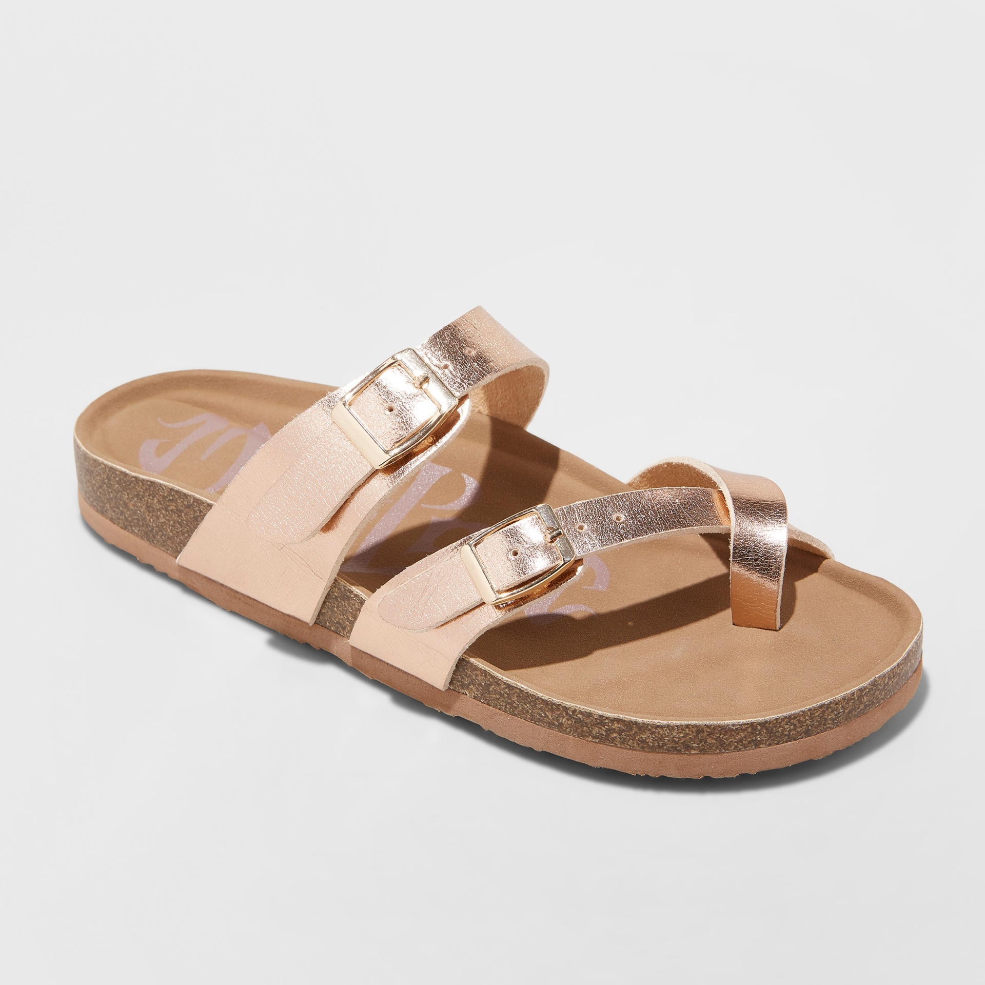 Women's Mad Love Prudence Footbed Sandals Rose Gold ct shipt