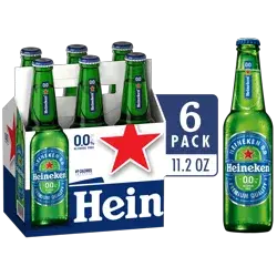 Heineken 0.0 Non-Alcoholic Beer, 6 Pack, 11.2 fl oz Bottles