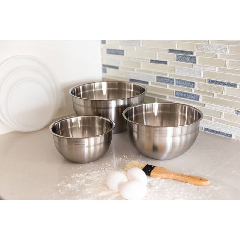 slide 2 of 6, Cuisinart Set of 3 Stainless Steel Mixing Bowls with Lids, 1 ct