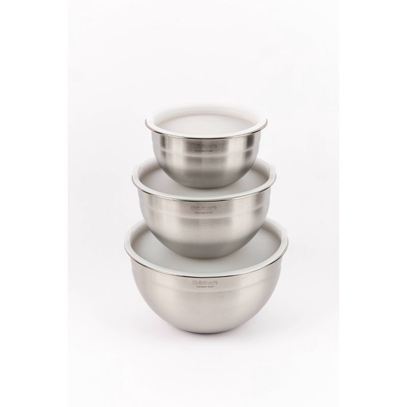 slide 3 of 6, Cuisinart Set of 3 Stainless Steel Mixing Bowls with Lids, 1 ct