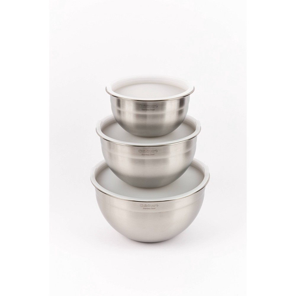 slide 3 of 6, Cuisinart Set of 3 Stainless Steel Mixing Bowls with Lids - CTG-00-SMB, 1 ct