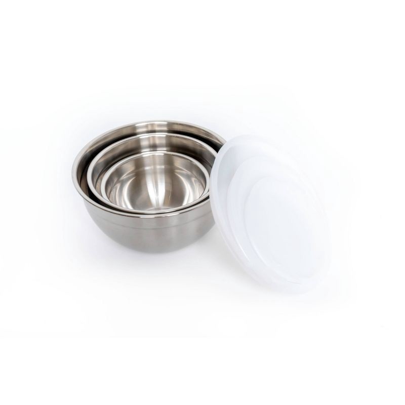 slide 5 of 6, Cuisinart Set of 3 Stainless Steel Mixing Bowls with Lids, 1 ct